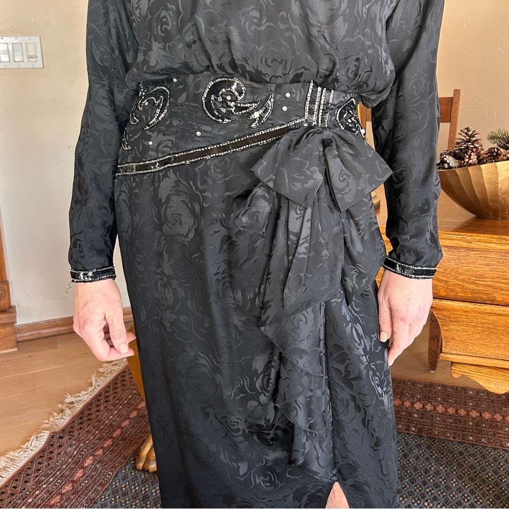 🖤 Vintage 1980s Silk Beaded Dress | Elegant Evening | Spencer Jeremy 🖤